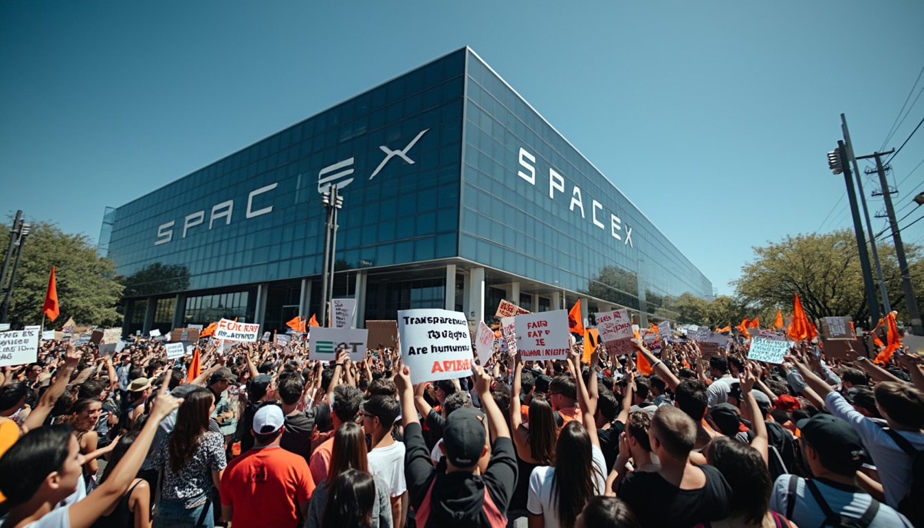 a protest has erupted outside the spacex facility in response to recent actions taken by elon musk. join us as we explore the motivations behind the demonstration and its implications for the future of technology and innovation.